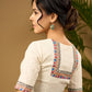 Elegant off-white cotton madhubani Hand blouse - Optional Plain Saree