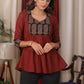 Stylish Ajrakh combination maroon Top