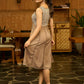 Earth Essence Paneled Brown Dress with Contrast Yoke