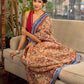 Elegant Mustard Kalamkari Print Chanderi Saree with Navy Blue Indigo Border