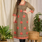 Elevate elegance with bold stripes and vibrant circular block printed Cotton Kurta!
