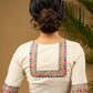Elegant off-white cotton madhubani Hand blouse - Optional Plain Saree