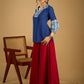 Classic indigo cotton top featuring smart and elegant collar design - skirt optional