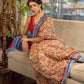 Elegant Mustard Kalamkari Print Chanderi Saree with Navy Blue Indigo Border