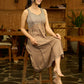 Earth Essence Paneled Brown Dress with Contrast Yoke