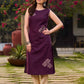 Handcrafted Purple Cotton Sleveeless Hand Block Print Kurta with Abstract Print