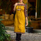 Stunning mustard cotton-silk kurta highlighted with black Ikat
