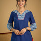 Classic indigo cotton top featuring smart and elegant collar design - skirt optional