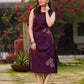Handcrafted Purple Cotton Sleveeless Hand Block Print Kurta with Abstract Print
