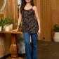 Midnight Bloom Mul Cotton Top with Adjustable Straps and Delicate Embellishments in Neckline