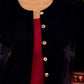 Black Velvet Jacket With Maroon Printed Border Detailing