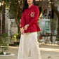 Maroon Contemporary Cotton Shirt with Floral Painted Highlight