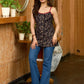 Midnight Bloom Mul Cotton Top with Adjustable Straps and Delicate Embellishments in Neckline