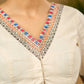 Elegant off-white cotton madhubani Hand blouse - Optional Plain Saree