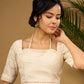Elegant self design off white hakoba cotton blouse  - Optional Plain Saree