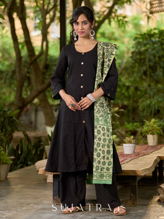 Refined Soft Sage Green Mul Cotton Dupatta in Traditional Print