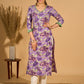 Lilac Grace Printed Mul Cotton Kurta with Contrast Green Touches