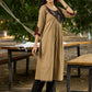 Timeless Beige Cotton Kurta Featuring Ajrakh Asymmetrical Yoke