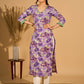 Lilac Grace Printed Mul Cotton Kurta with Contrast Green Touches