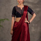 Striking Black Cotton Silk Blouse with Ajrakh Printed Embroidered Yoke & Red Piping Detail