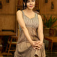 Earth Essence Paneled Brown Dress with Contrast Yoke