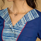 Classic indigo cotton top featuring smart and elegant collar design - skirt optional