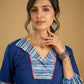 Classic indigo cotton top featuring smart and elegant collar design - skirt optional