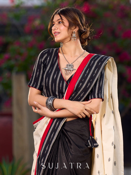 Beautiful Black Ikat Cotton Overlapping Blouse