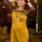 Stunning mustard cotton-silk kurta highlighted with black Ikat