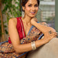 Elegant Mustard Kalamkari Print Chanderi Saree with Navy Blue Indigo Border