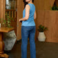 Azure Breeze Cotton Sleeveless Waistcoat