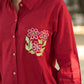 Maroon Contemporary Cotton Shirt with Floral Painted Highlight