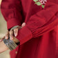 Maroon Contemporary Cotton Shirt with Floral Painted Highlight