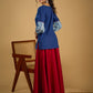Classic indigo cotton top featuring smart and elegant collar design - skirt optional