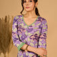 Lilac Grace Printed Mul Cotton Kurta with Contrast Green Touches