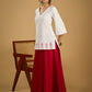 Graceful hand painted white cotton top - Skirt optional