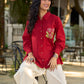 Maroon Contemporary Cotton Shirt with Floral Painted Highlight