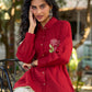Maroon Contemporary Cotton Shirt with Floral Painted Highlight