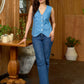 Azure Breeze Cotton Sleeveless Waistcoat