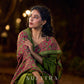 Mehendi Green-Pink Mughal Floral Hand Block Print Cotton Saree