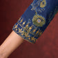 Indigo Ajrakh Kurta with Subtle Embroidered Neckline & Sleeves