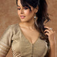 Lace luxe : The luscious gold and cotton silk fabric of this blouse are perfectly complimented by laces creating a beautiful look