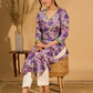 Lilac Grace Printed Mul Cotton Kurta with Contrast Green Touches