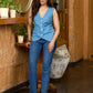 Azure Breeze Cotton Sleeveless Waistcoat