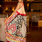 Elegant Black Pure Silk Saree with Red & Ivory Kalamkari Floral Border