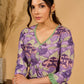 Lilac Grace Printed Mul Cotton Kurta with Contrast Green Touches