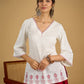Graceful hand painted white cotton top - Skirt optional