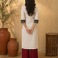Sophisticated Off-White Cotton Kurta with Ikat Placket Border & Sleeve Band
