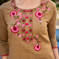 Sophisticated Beige Cotton Kurta Adorned with Contrasting Floral Thread Hand Embroidery