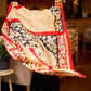 Elegant Black Pure Silk Saree with Red & Ivory Kalamkari Floral Border